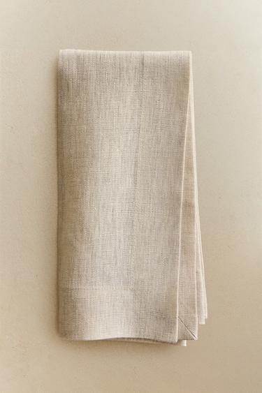PACK OF DOUBLE-FABRIC LINEN NAPKINS (PACK OF 2) - Light beige by Zara