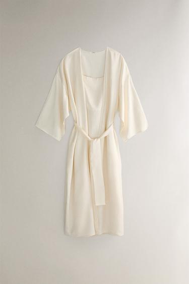 PLAIN SATEEN NIGHTDRESS - Ecru by Zara