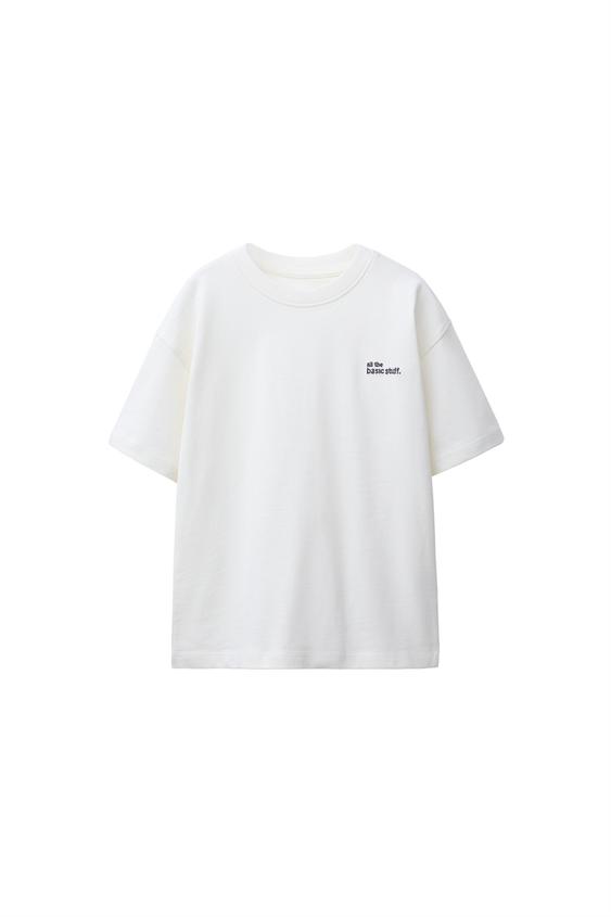 HEAVYWEIGHT EMBROIDERED SLOGAN T-SHIRT - Ecru by Zara - Image 0