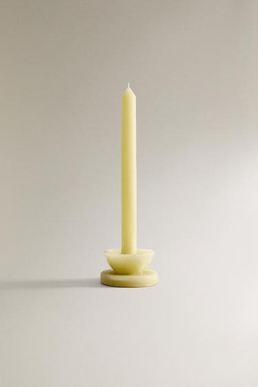 DECORATIVE CANDLE WITH BASE - Yellow by Zara