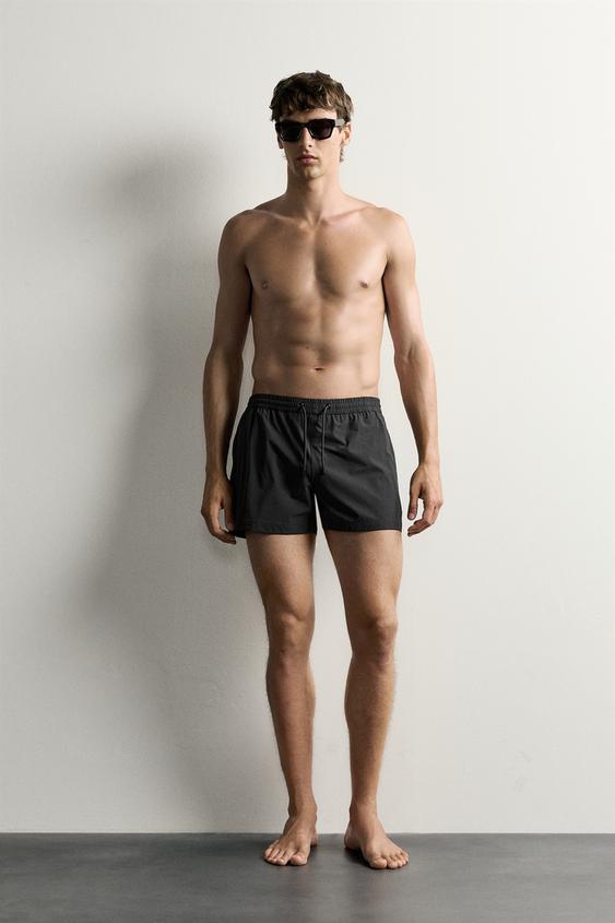 STRUCTURED SHORT SWIMMING TRUNKS - Black by Zara - Image 0