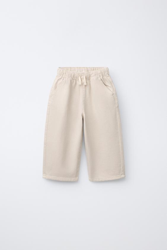 LOOSE TIE-WAIST JEANS - Light beige by Zara - Image 0