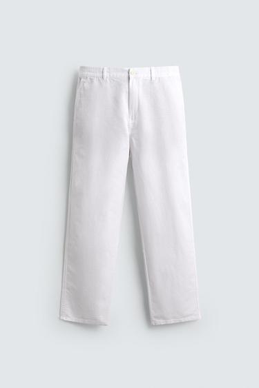 FLOWING STRAIGHT-LEG TROUSERS - White by Zara