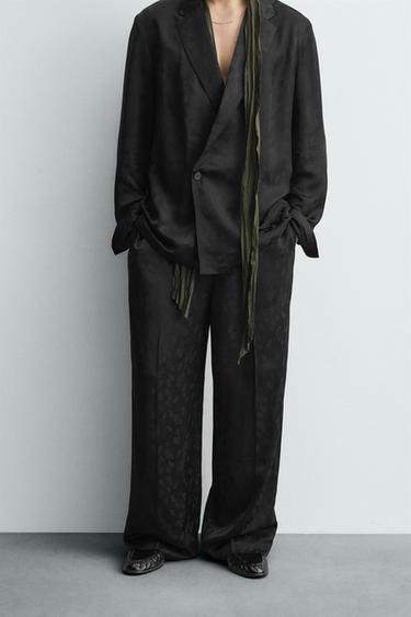 LIMITED EDITION PAISLEY JACQUARD FLOWING SUIT TROUSERS - Black by Zara