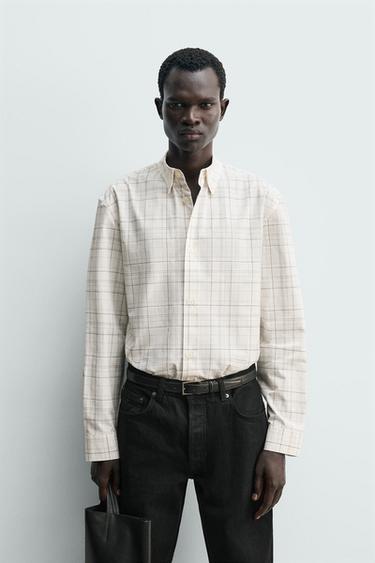RELAXED FIT CHECK SHIRT - White by Zara