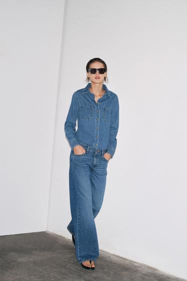 ZW COLLECTION WIDE-LEG LOW-RISE JEANS - Indigo by Zara