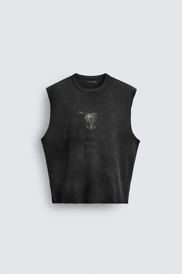 PRINTED KNIT TANK TOP - Black by Zara