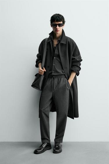 COMFORT NON-IRON JOGGER WAIST TROUSERS - Dark grey marl by Zara