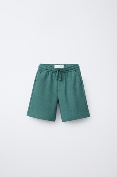 SLIM FIT RUSTIC TOWELLING BERMUDA SHORTS - Bottle green by Zara - Image 0
