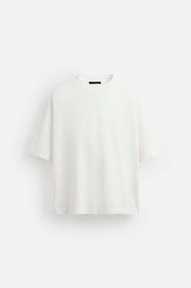 LIGHTWEIGHT WASHED BOXY FIT T-SHIRT - Oyster-white by Zara