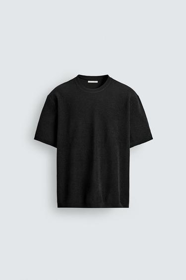 CHENILLE TEXTURE KNIT T-SHIRT - Black by Zara