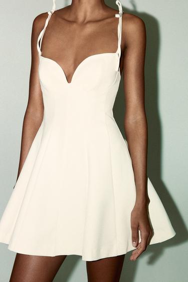 SHORT DRESS WITH BOWS - Oyster-white by Zara