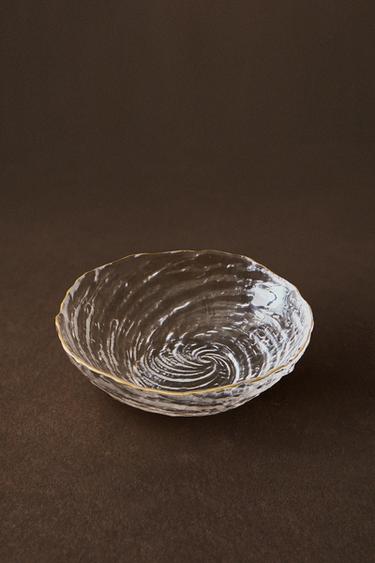 GLASS BOWL WITH GOLD RIM - Gold by Zara
