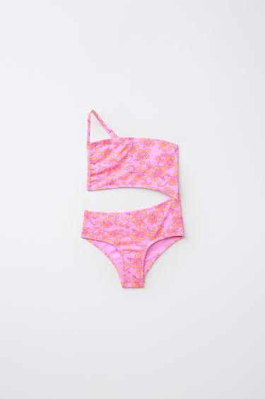 6-14 YEARS/ HIBISCUS CUT-OUT SWIMSUIT - Pink by Zara