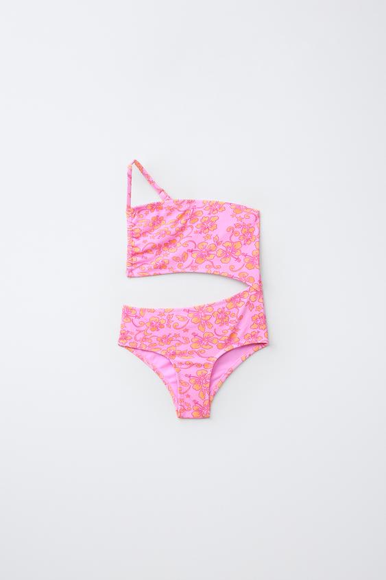 6-14 YEARS/ HIBISCUS CUT-OUT SWIMSUIT - Pink by Zara - Image 0