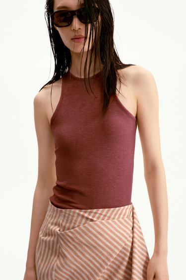 SLEEVELESS TOP - white-orange by Zara