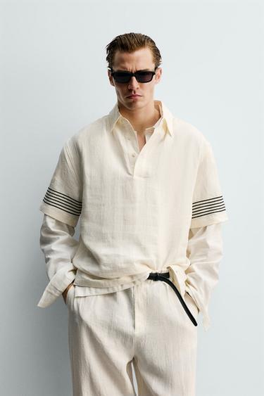 100% LINEN POLO SHIRT - Ecru by Zara
