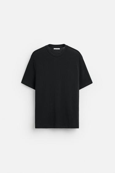REGULAR FIT KNIT T-SHIRT - Black by Zara