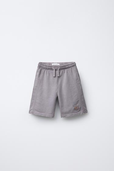 PLUSH BERMUDA SHORTS WITH EMBROIDERED LABEL - Light mauve by Zara - Image 0