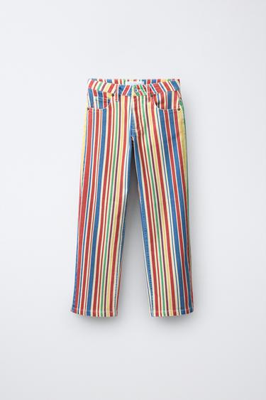 STRIPED STRAIGHT FIT JEANS - striped by Zara