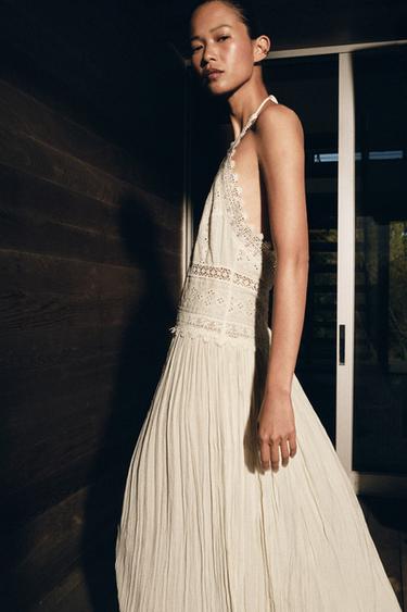 ZW COLLECTION LACE MIDI DRESS - Ecru by Zara