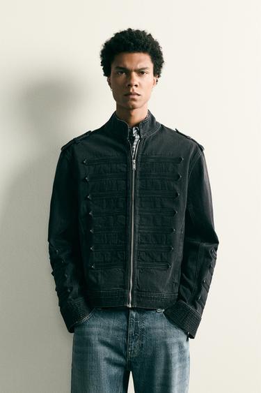 CROPPED FIT JACKET WITH SHOULDER TABS - Charcoal by Zara