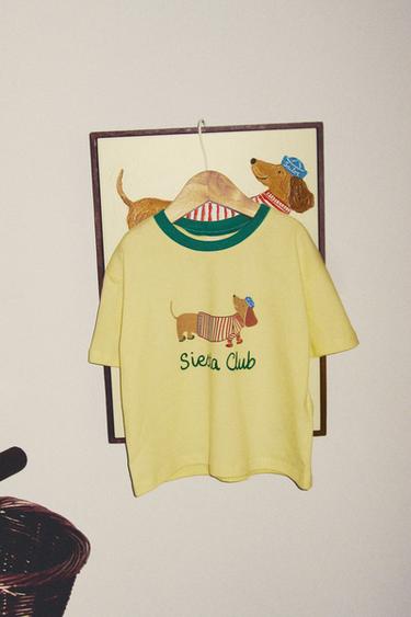 CHILDREN'S DOG PYJAMA SET - Ecru / Green by Zara