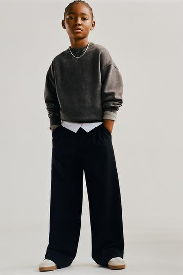 TROUSERS WITH TURN-UP WAIST - Navy blue by Zara