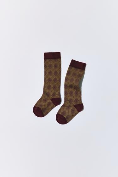 TALL ARGYLE SOCKS - Mid-camel by Zara