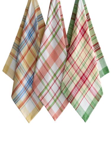 PACK OF WAFFLE-KNIT TEA TOWELS (PACK OF 3) - Green by Zara