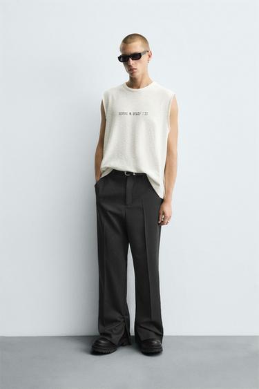 STRAIGHT-LEG TROUSERS WITH VENTS - Dark grey by Zara