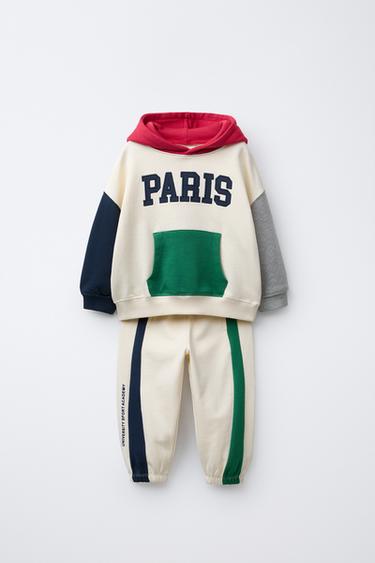 COLOUR BLOCK HOODIE AND JOGGERS SET - Printed by Zara