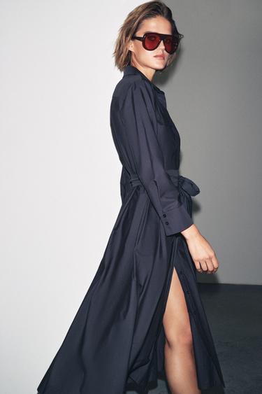 ZW COLLECTION POPLIN SHIRT DRESS - Navy blue by Zara