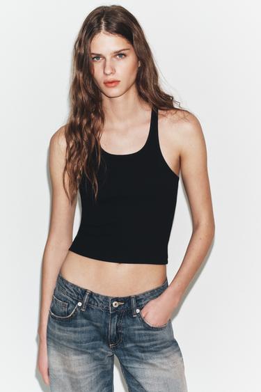 RIBBED CROP TOP - Black by Zara