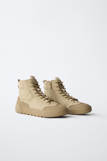 TECHNICAL HIGH-TOP SNEAKERS - Brown by Zara