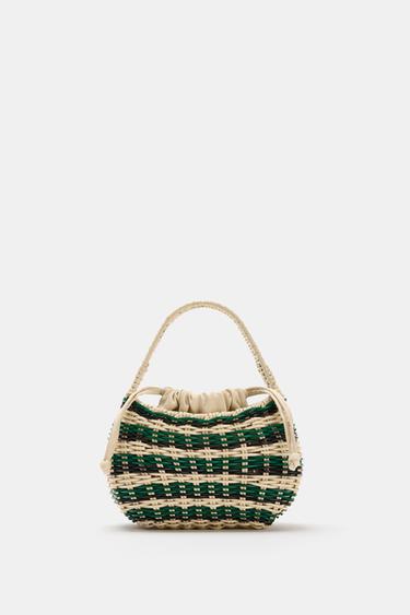 RIGID BRAIDED HANDBAG - Green by Zara