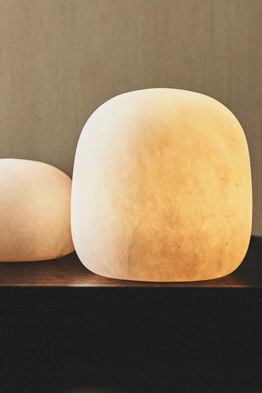 SEMI-OVAL ALABASTER TABLE LAMP - Ecru by Zara