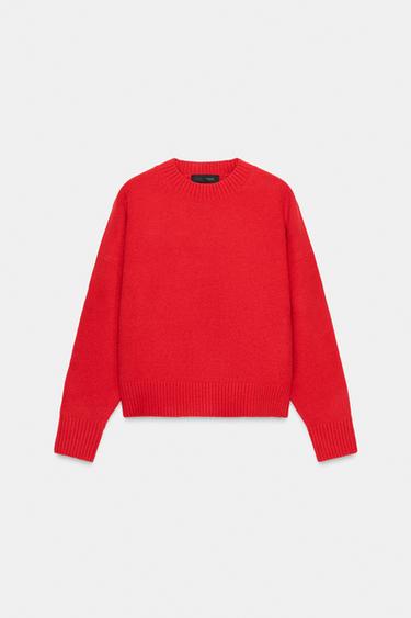 SOFT PLAIN KNIT JUMPER - Intense red by Zara