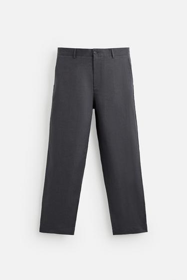 100% LINEN SUIT TROUSERS - Dark grey by Zara