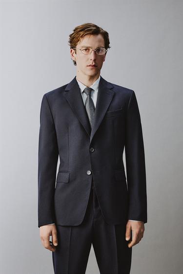 100% WOOL SUIT BLAZER - Navy blue by Zara