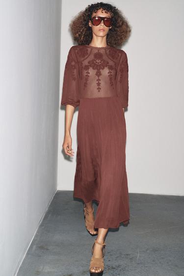 ZW COLLECTION COMBINED DRESS - Maroon by Zara - Image 0