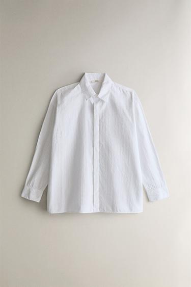 LONG SLEEVE COTTON SHIRT - Oyster-white by Zara