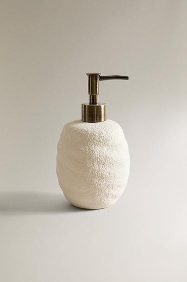 TEXTURED CERAMIC SOAP DISPENSER - Ecru by Zara
