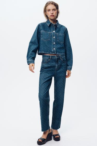CROPPED DENIM SHIRT - Mid-blue by Zara - Image 0