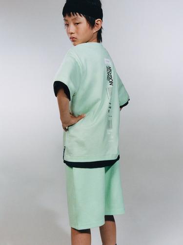 SPORTY BERMUDA SHORTS WITH RAISED SLOGAN - Mint by Zara
