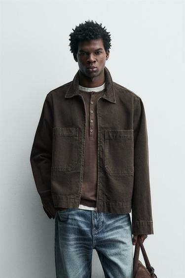 TEXTURED POCKET JACKET - Brown by Zara