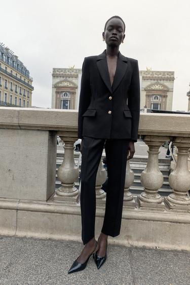 STRAIGHT-LEG TROUSERS WITH PRESSED CREASE - Black by Zara