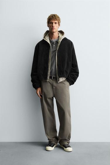 RELAXED FIT CORDUROY JACKET - Black by Zara