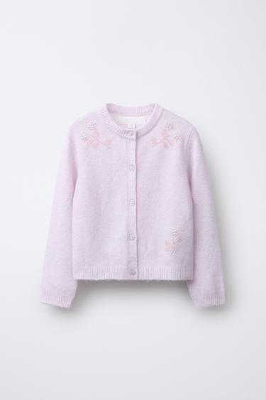 BEADED KNIT CARDINGAN - Light lilac by Zara
