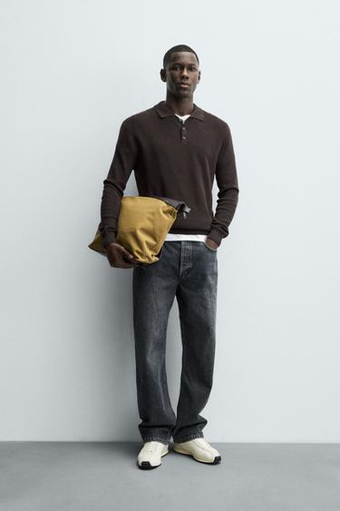 PURL KNIT POLO SHIRT - Chocolate by Zara - Image 0